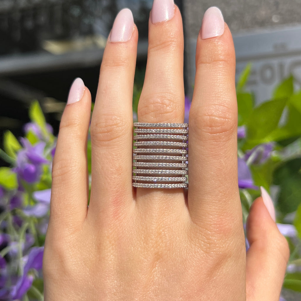 White Zirconia Sterling Silver Rufina Grande Chunky Ring | Sif Jakobs