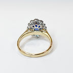 Ceylon Sapphire and Diamond 18ct Yellow Gold Cluster Ring | Size M ½
