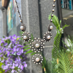 Marcasite & Pearl Sterling Silver Chunky Necklace