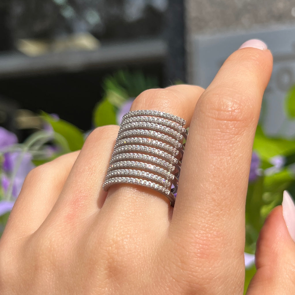 White Zirconia Sterling Silver Rufina Grande Chunky Ring | Sif Jakobs