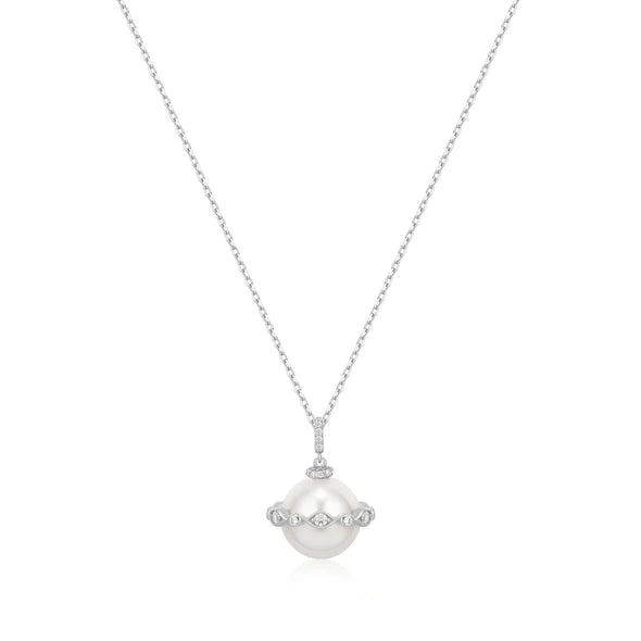 Shell Pearl Silver Halo Evil-Eye Necklace | Ania Haie