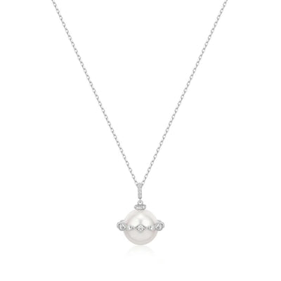 Shell Pearl Silver Halo Evil-Eye Necklace | Ania Haie