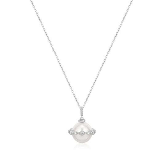 Ania Haie Silver Shell Pearl Halo Evil-Eye Necklace