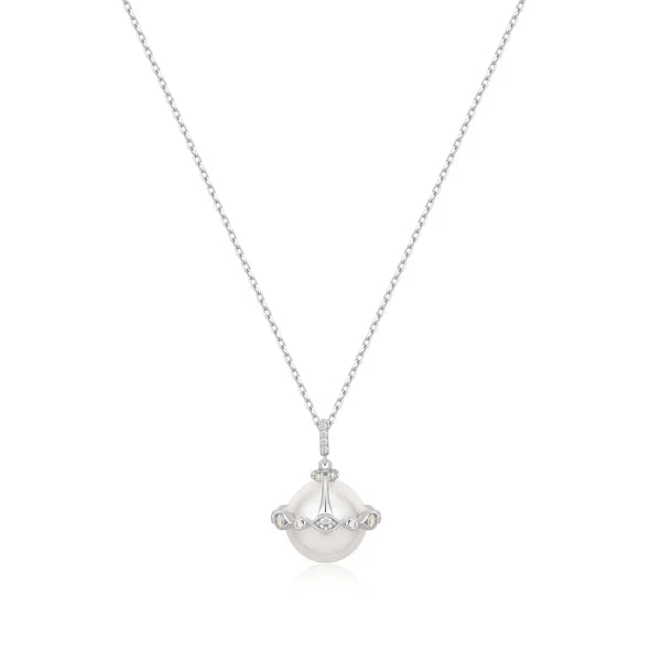 Shell Pearl Silver Halo Evil-Eye Necklace | Ania Haie