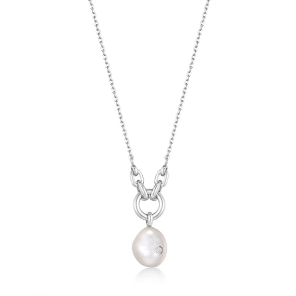 Ania Haie Silver Interlinked Pearl Pendant Necklace