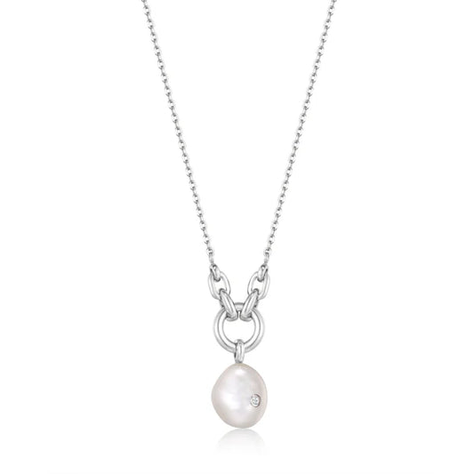 Ania Haie Silver Interlinked Pearl Pendant Necklace