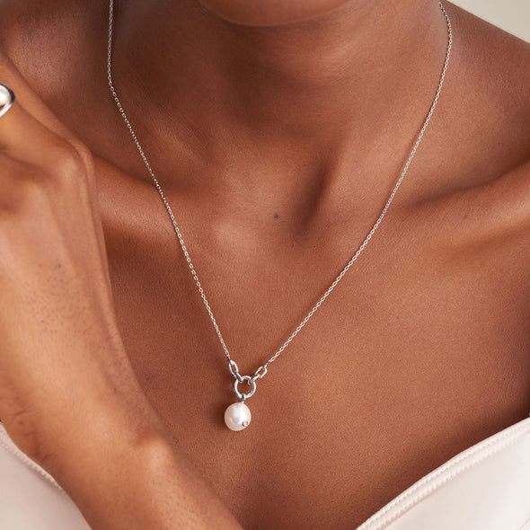 Ania Haie Silver Interlinked Pearl Pendant Necklace