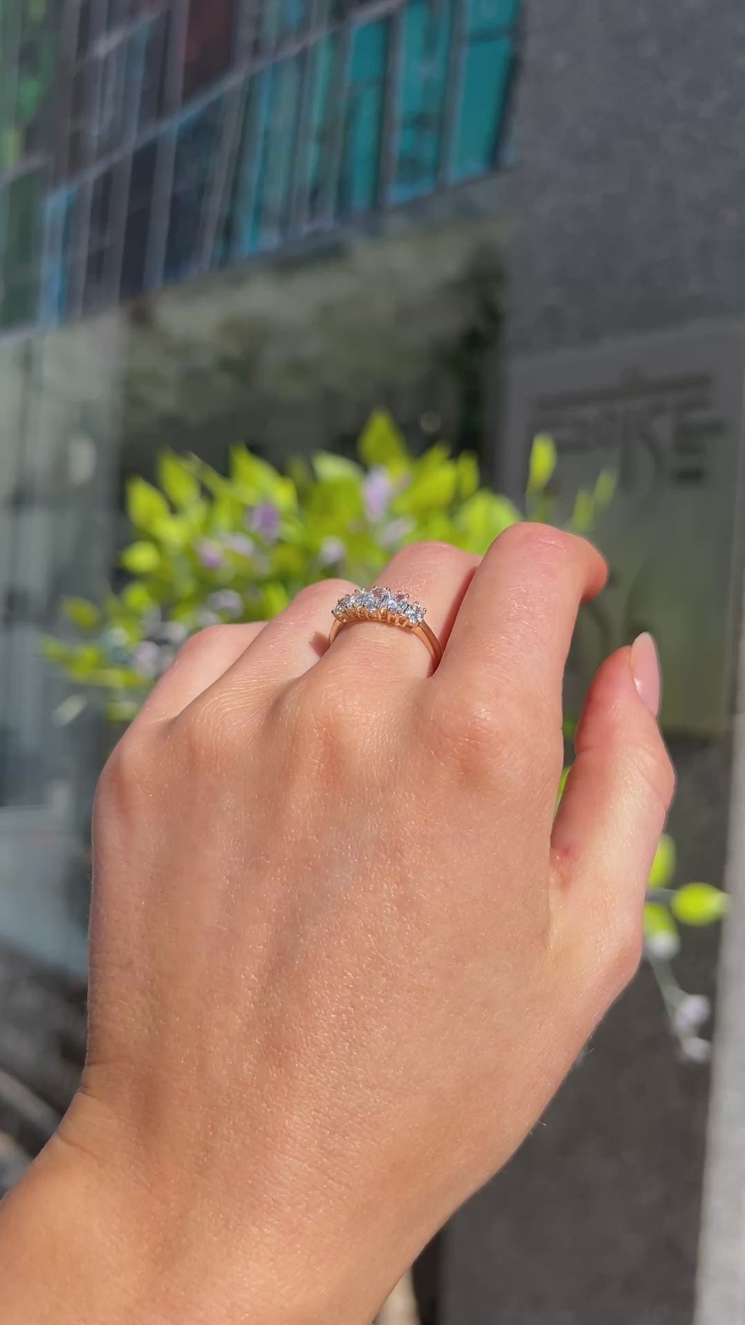 Oval Cut Five Stone Cubic Zirconia 9ct Yellow Gold Ring | Size M ½