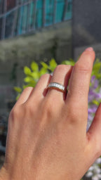 Baguette Cut Tension Set Cubic Zirconia 9ct Yellow Gold Band Ring | Size N ½