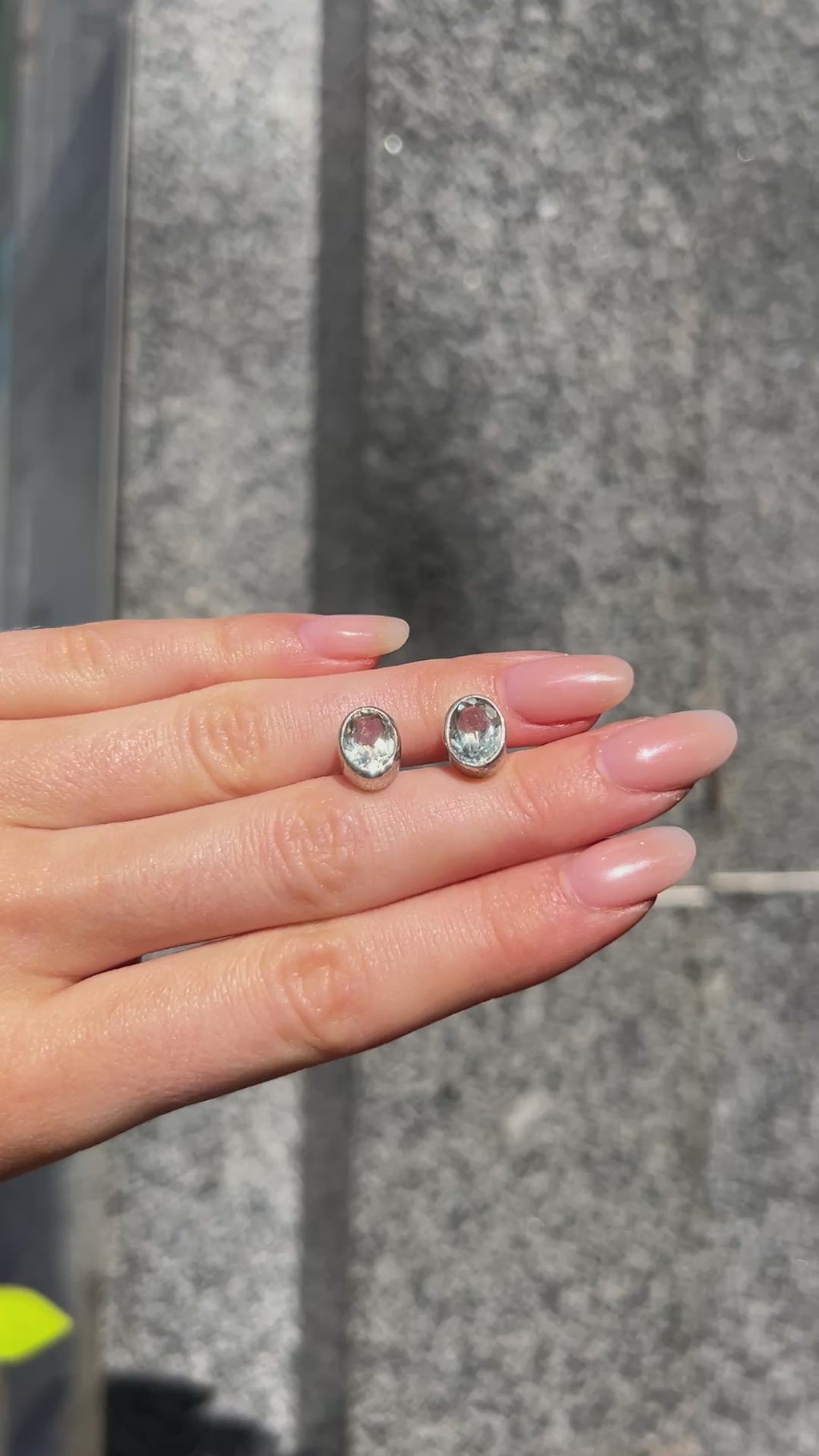 Sage Green Amethyst Sterling Silver Oval Stud Earrings