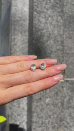 Sage Green Amethyst Sterling Silver Oval Stud Earrings