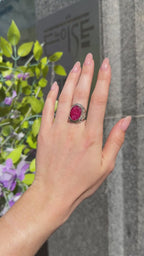 Pear Cut Ruby Sterling Silver Boho Chunky Ring | Size O