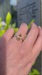 'The Belle' Citrine and Diamond 9ct Yellow Gold Pear Halo Ring | Size N