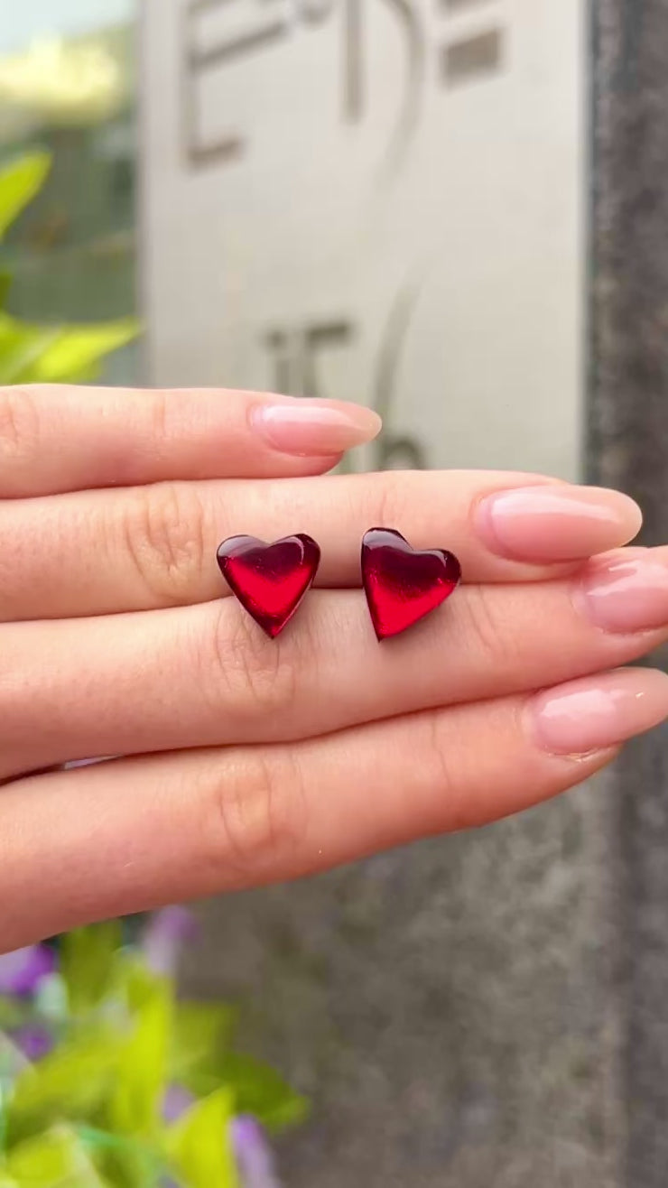 Red Love Heart Stud Earrings | Watch This Space