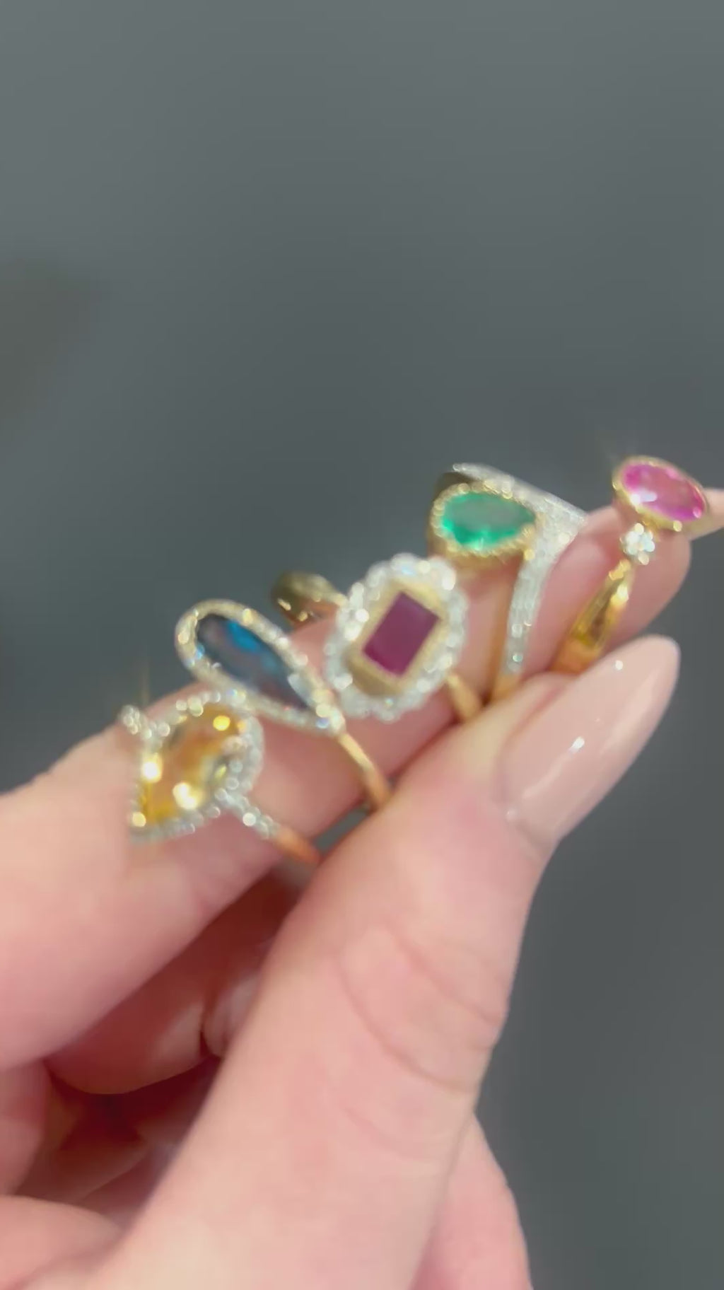 'The Ariel' Emerald and Diamond 9ct Yellow Gold Wishbone Ring | Size N ½