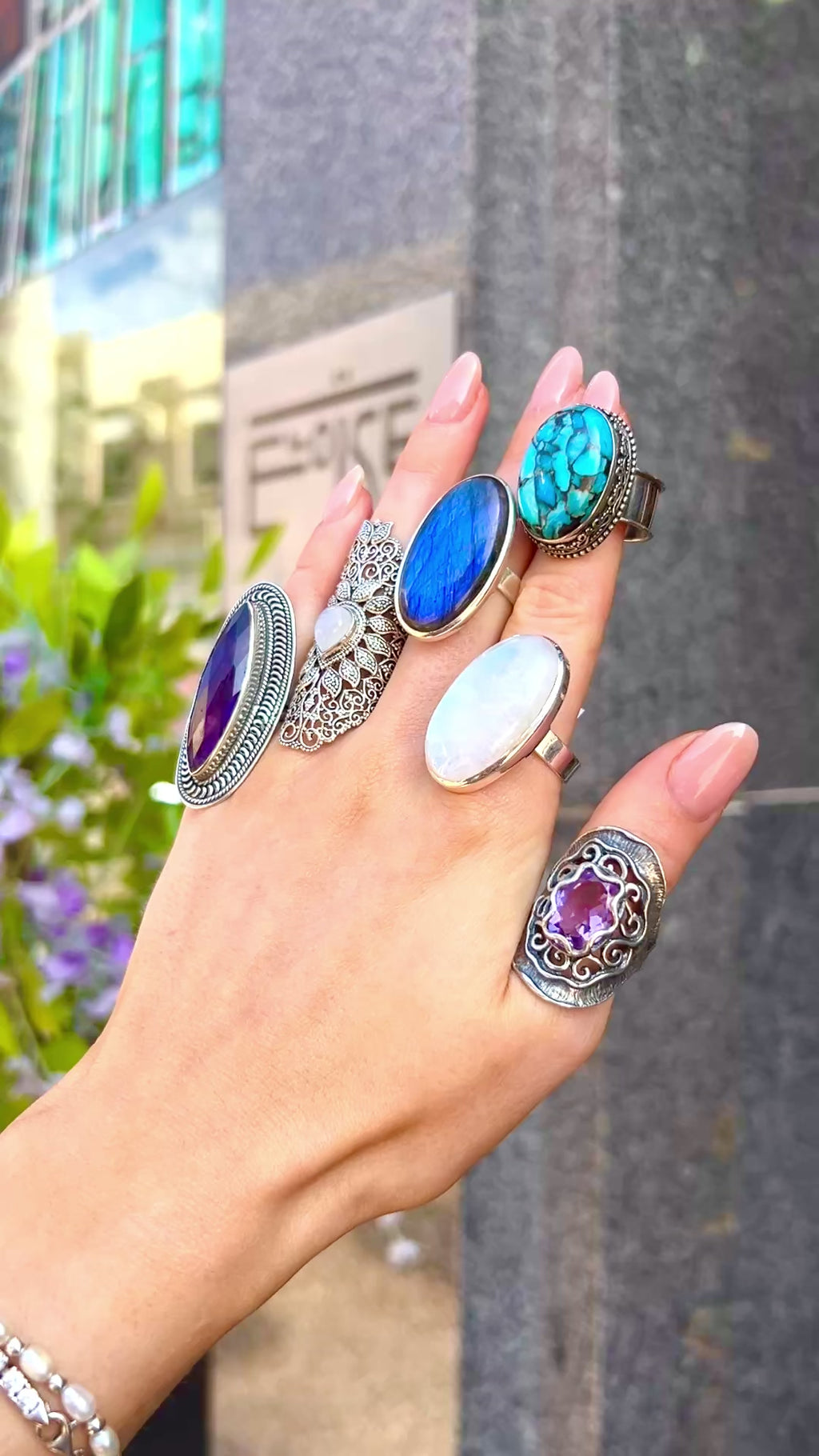 Turquoise Boho Sterling Silver Chunky Ring | Size R