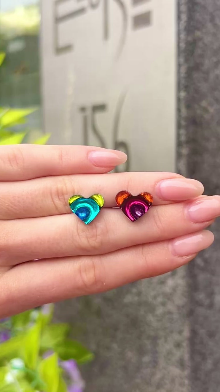 Pre Order | Multi-Coloured Rainbow Love Heart Stud Earrings | Watch This Space