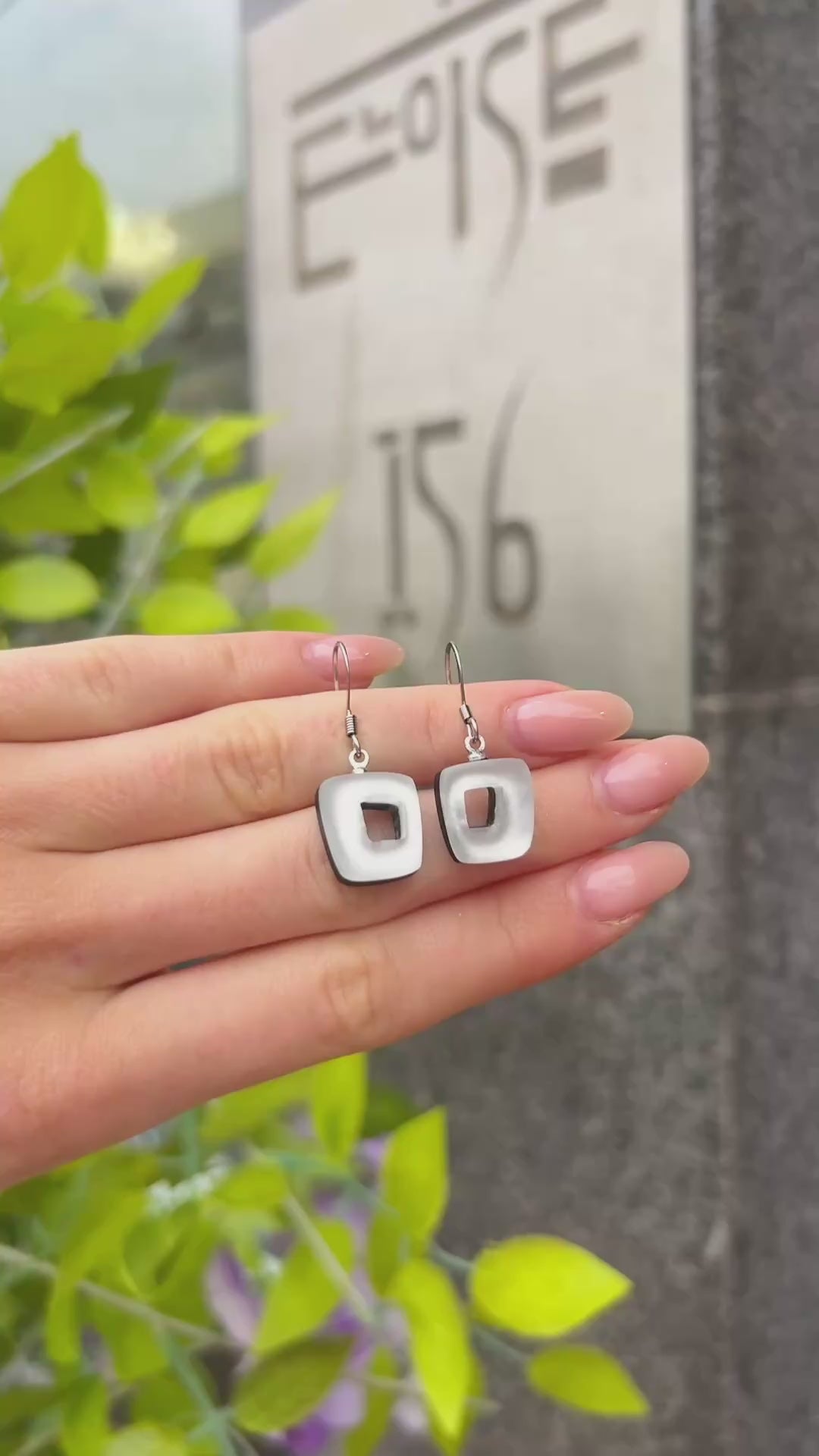 White Hollow Squares Drop Earrings | Watch This Space