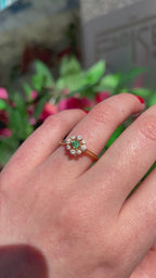 Emerald and Diamond 9ct Yellow Gold Flower Ring | Size O ½