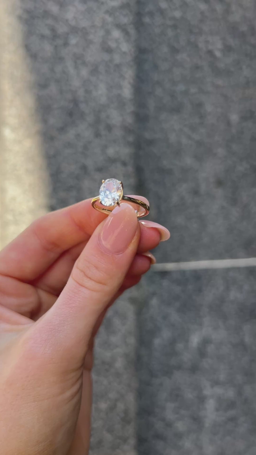 Oval Cut Claw Set Solitaire Cubic Zirconia 9ct Yellow Gold Ring | Size N