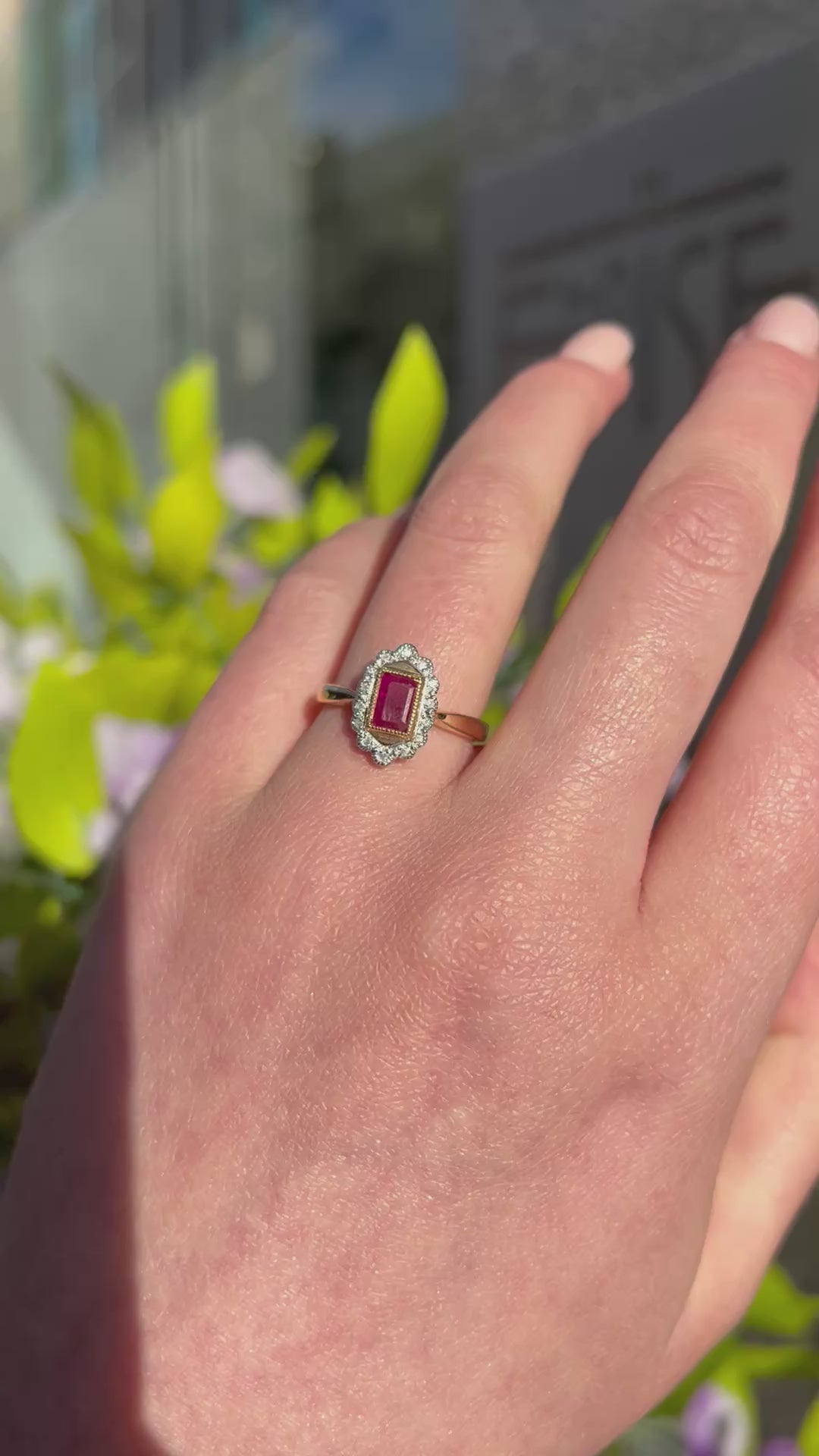 'The Snow' Ruby and Diamond 9ct Yellow Gold Ring | Size N ½