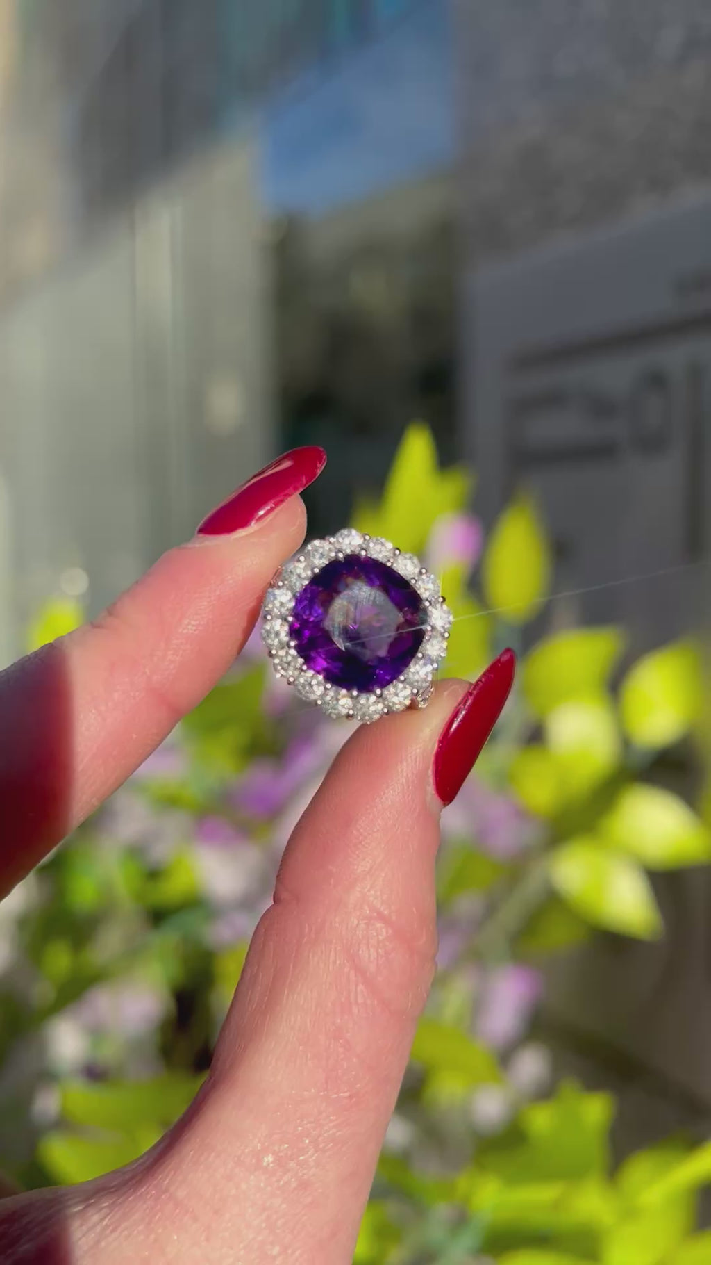 'The Elizabeth' Amethyst and Diamond 18ct White Gold Dress Ring | Size N ½
