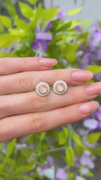 Moonstone and Diamond 9ct Gold Cluster Stud Earrings