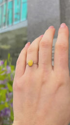 Yellow Butterscotch Amber Sterling Silver Ring | Size I