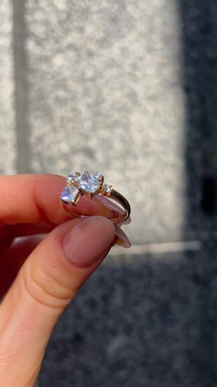 Asymmetric Cluster Cubic Zirconia 9ct Yellow Gold Ring | Size N