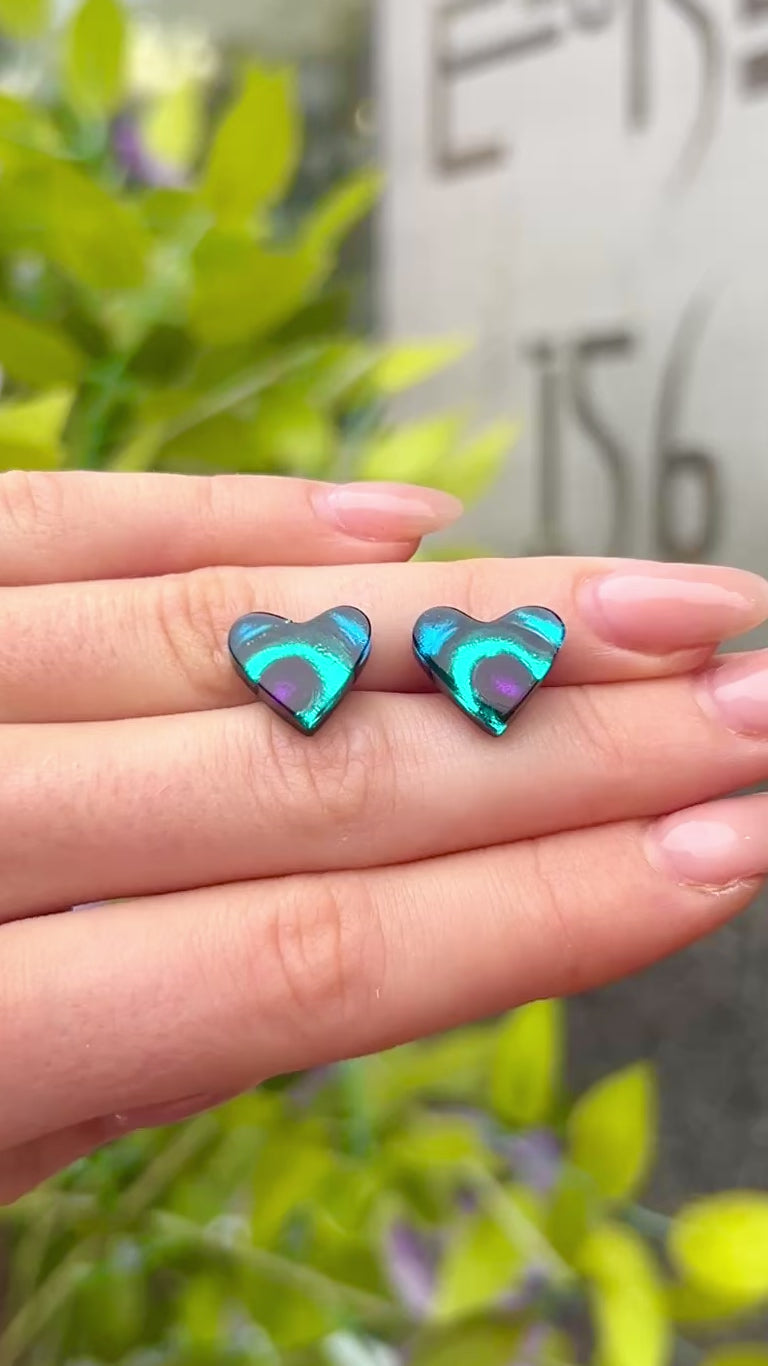 Pre-Order | Purple & Blue Love Heart Stud Earrings | Watch This Space