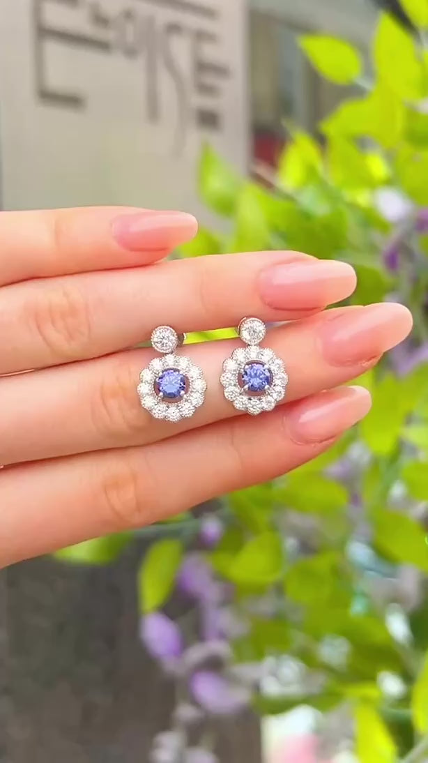 Blue Cubic Zirconia Sterling Silver Stud Earrings