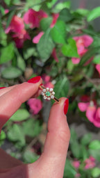 Emerald and Diamond 9ct Yellow Gold Flower Ring | Size O ½