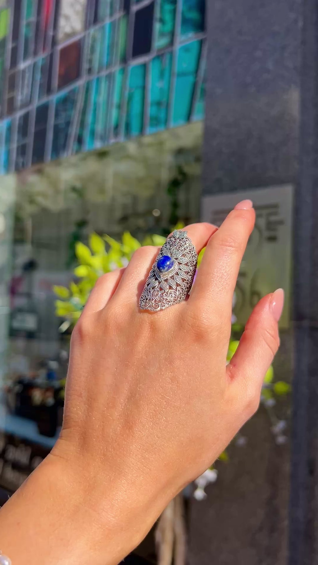 Lapis Lazuli Sterling Silver Boho Chunky Ring | Size O
