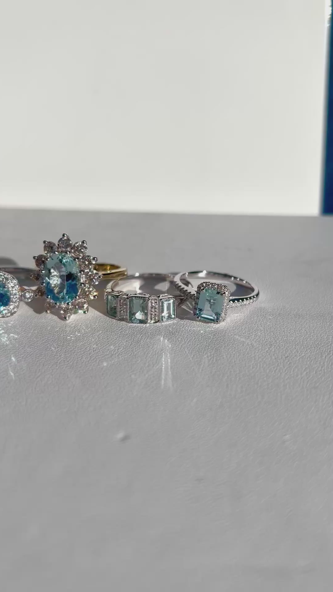 Aquamarine and Diamond Classic Cluster 14ct Yellow Gold Ring | Size N ½