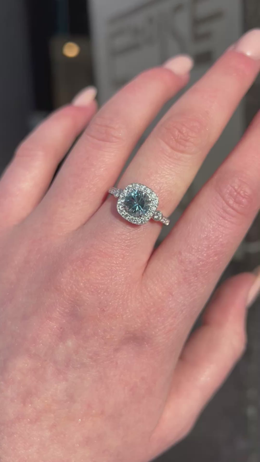 Aquamarine and Diamond 18ct White Gold Ring | Size M ½