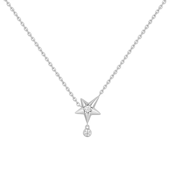 Pre-Order | Sterling Silver Sparkling Star Drop Necklace | Ania Haie
