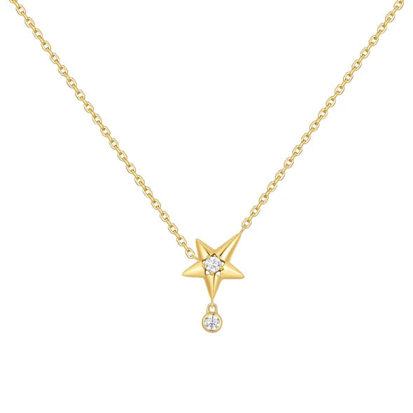 Gold on Silver Sparkling Star Drop Necklace | Ania Haie