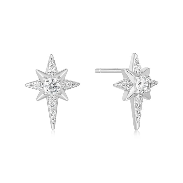 Sterling Silver Eight-Pointed Star Stud Earrings | Ania Haie