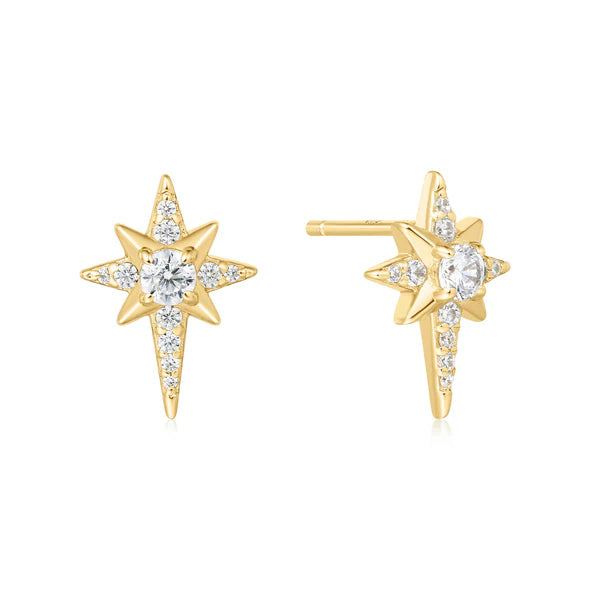 Gold on Silver Eight-Pointed Star Stud Earrings | Ania Haie