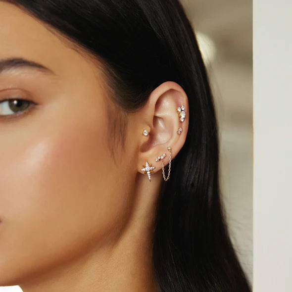 Gold on Silver Eight-Pointed Star Stud Earrings | Ania Haie