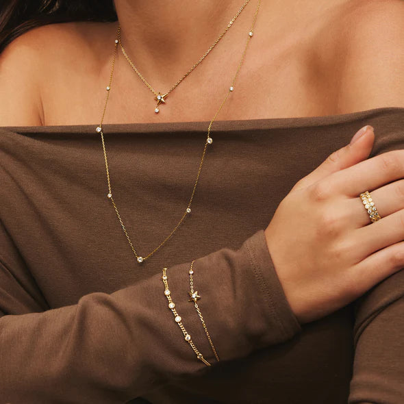 Gold on Silver Sparkling Star Drop Necklace | Ania Haie