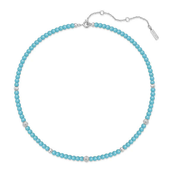 Turquoise Silver Beaded Necklace | Ania Haie