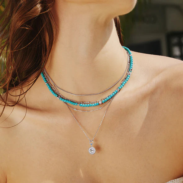 Turquoise Silver Beaded Necklace | Ania Haie
