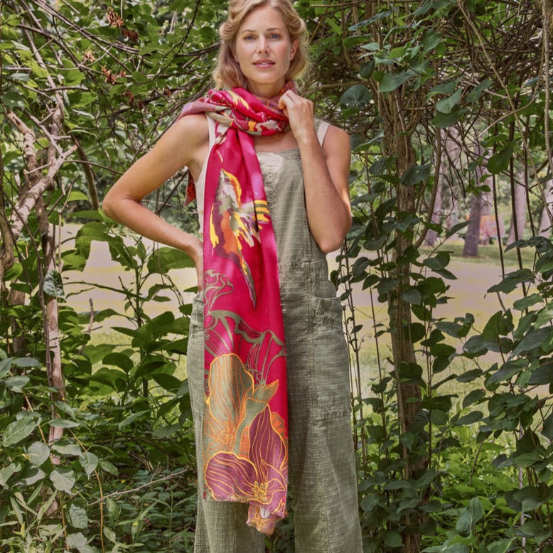 Printed Hovering Hummingbird Scarf | Powder Accessories