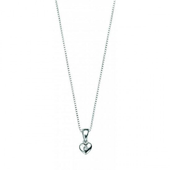 Diamond Sterling Silver Heart Children's Dainty Necklace