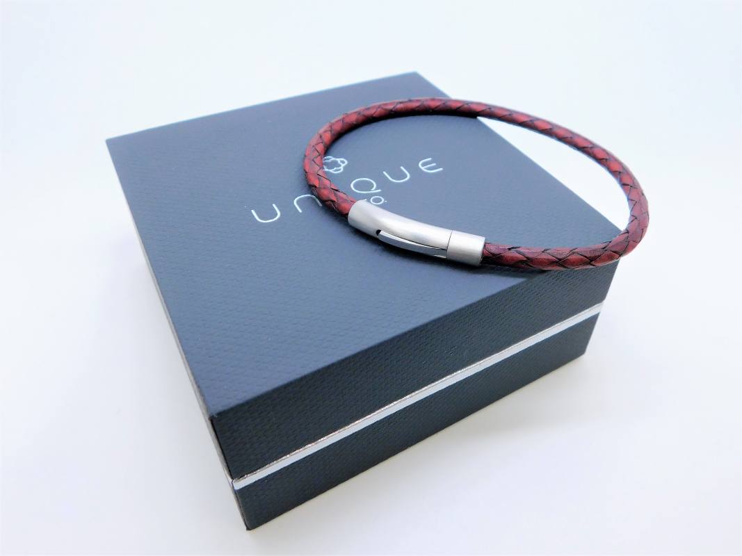 Men's UNIQUE & Co Brown Genuine Leather Braided Fine Bracelet