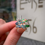 Pre-Order | Sterling Silver Wild Grasses Moonstone & Cubic Zirconia Ring in Meadow Enamel | Sheila Fleet