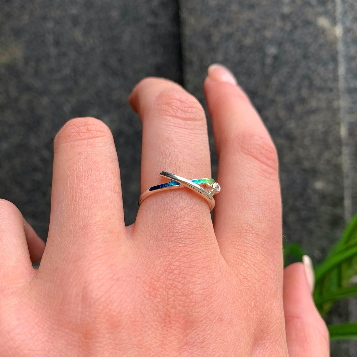 Pre-Order | Sterling Silver Wild Grasses Cubic Zirconia Ring in Meadow Enamel | Sheila Fleet