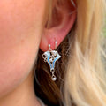 Pre-Order | Sheila Fleet Sterling Silver Arctic Stream Cubic Zirconia Droplet Earrings in Arctic Blue Enamel