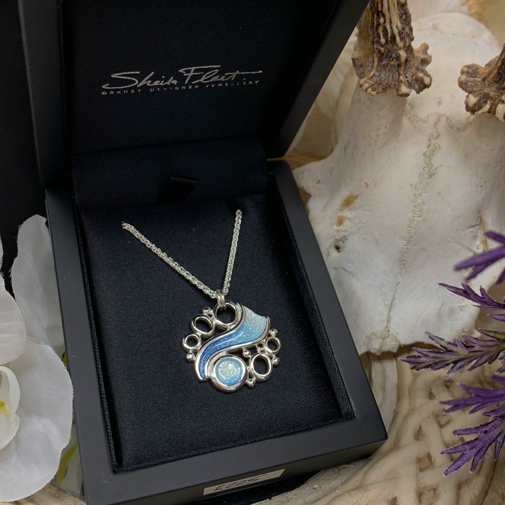 Pre-Order | Sheila Fleet Sterling Silver Arctic Stream Pendant in Arctic Blue Enamel
